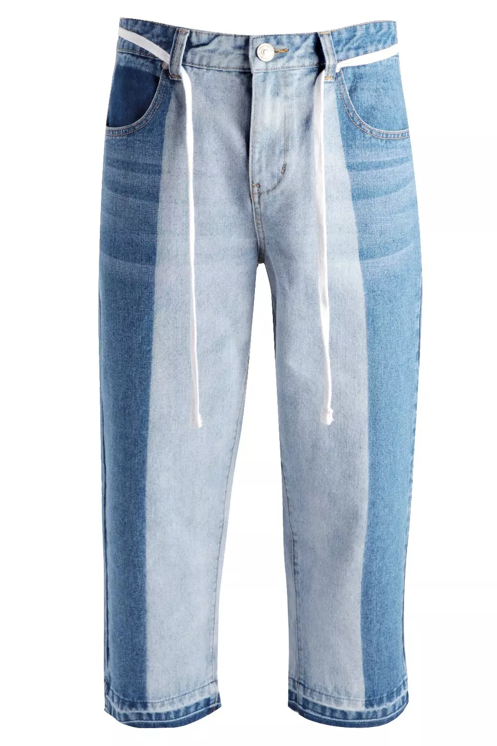 Half blue best sale half white jeans